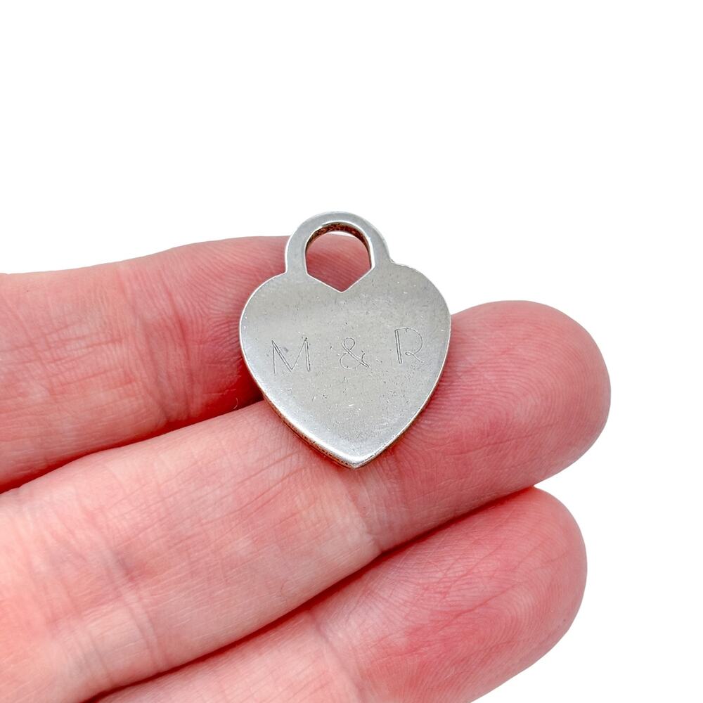 Vintage Sterling Silver 925 Engraved Heart Padlock Charm